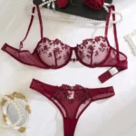Coeur Rouge – Embroidered Lace Lingerie Set