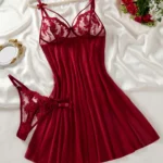 Éclat Rouge – Embroidered Sheer Babydoll Set